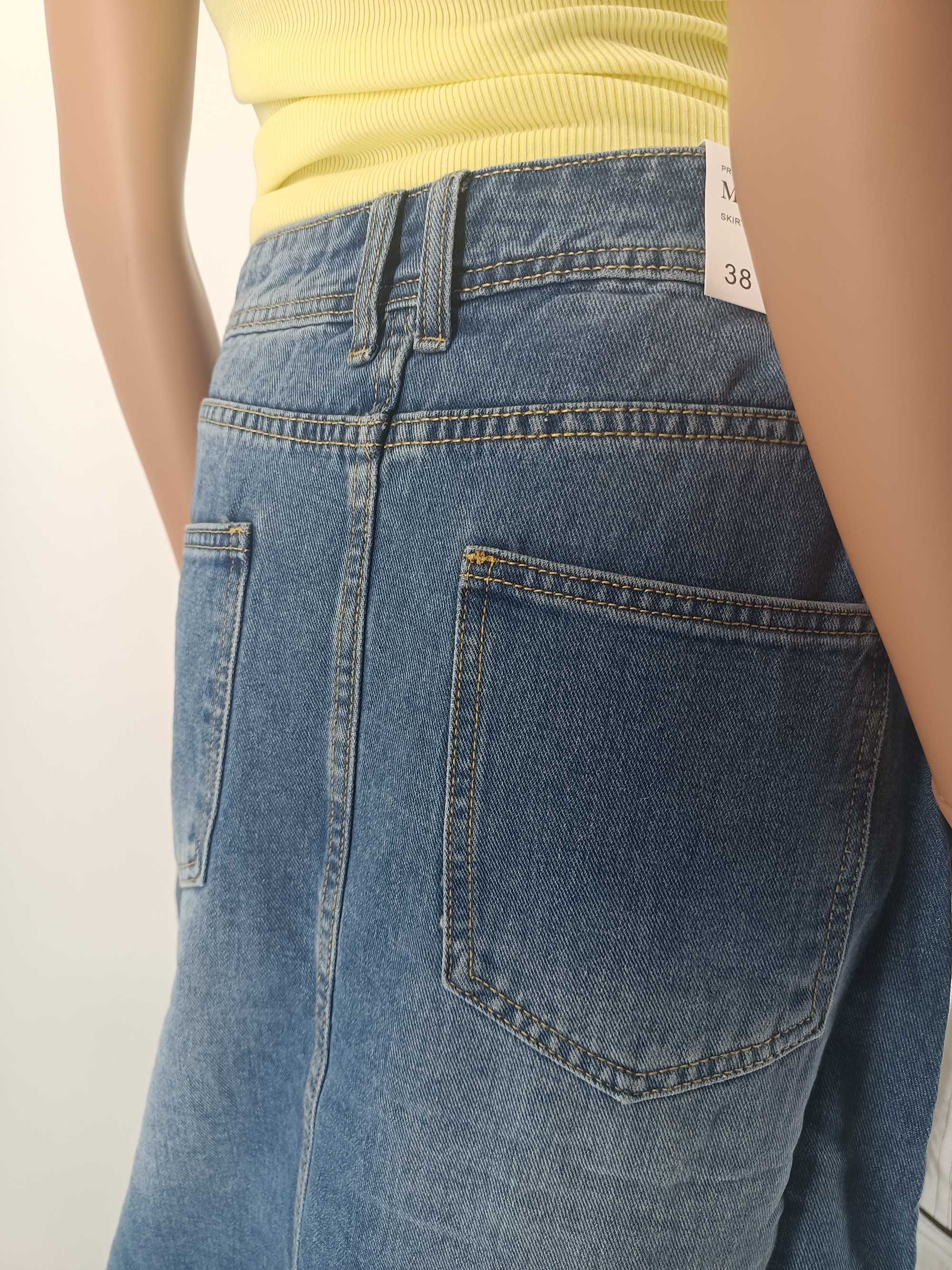 Spódnica jeans niebieska z rozcięciem maxi rozmiar 34 XS