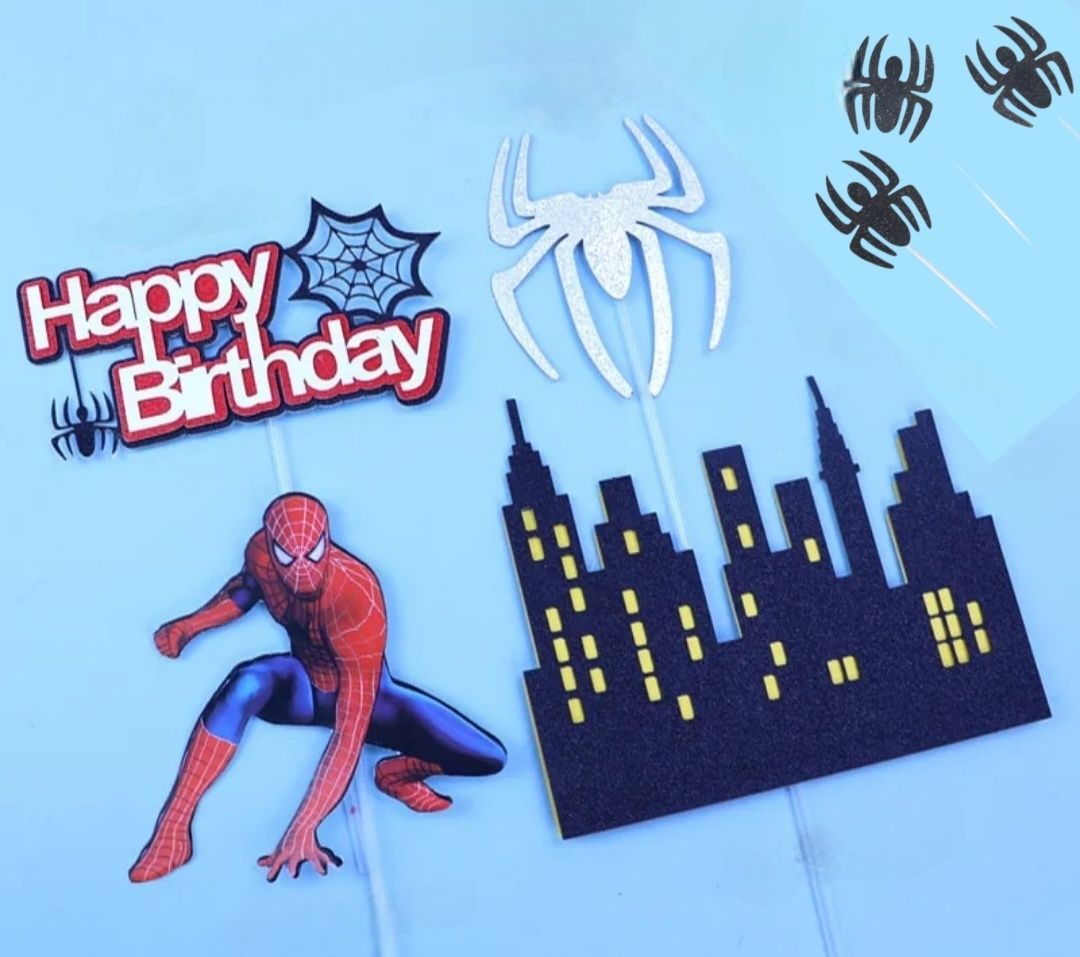 Topper SPIDERMAN 10szt, 3sz Pajączki+ 3szt. Pajęczyna