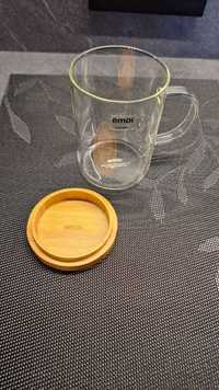 Чашка стеклянная с деревянной крышкой 350 мл