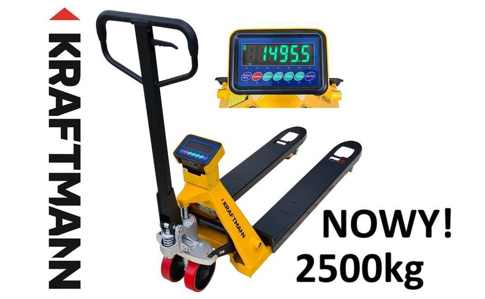 Wózek ręczny paletowy paleciak z wagą mobilna KRAFTMANN 2500kg 115cm