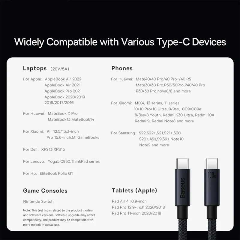 Kabel Baseus Minimalist USB-C PD 100W 1m czarny