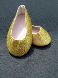 Złote brokatowe buciki dla lalki 43 cm