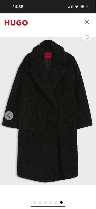 Пальто HUGO teddy оверсайз колір чорний
