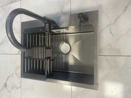 Опт! Кухонна мийка Luminex 6545 врізна (ЧОРНА ) Мойка + корзина+кран