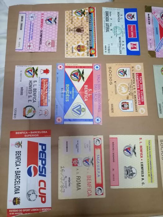 Bilhetes BENFICA Provas UEFA Anos 80's e 90's
