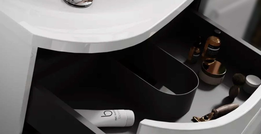 Szafka łazienkowa ORiSTO z umywalką 91cm, biała w połysku, lewa/prawa