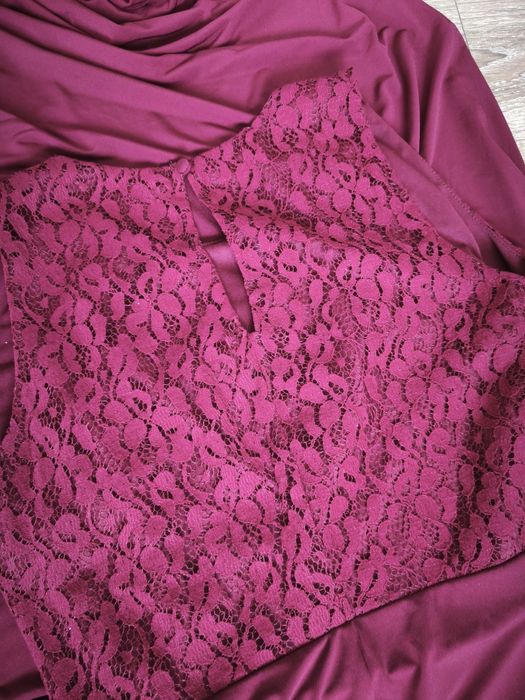 Piękna elegancka sukienka wesele impreza sesja koronka maxi