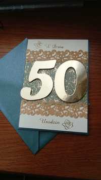 Kartka na 50 Urodziny wykonana ręcznie.