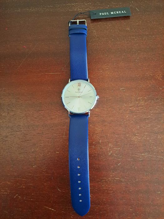 Relógio Paul McNeal couro azul