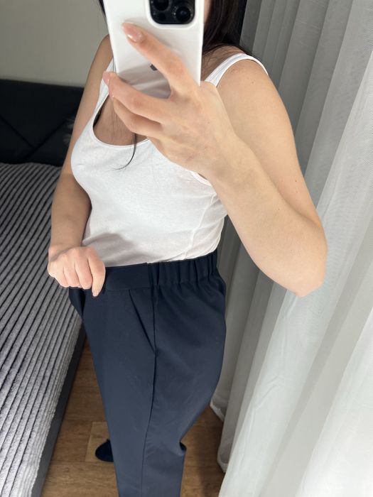 18 розмір нові темно сині штани брюки ззаду на резинці прямі