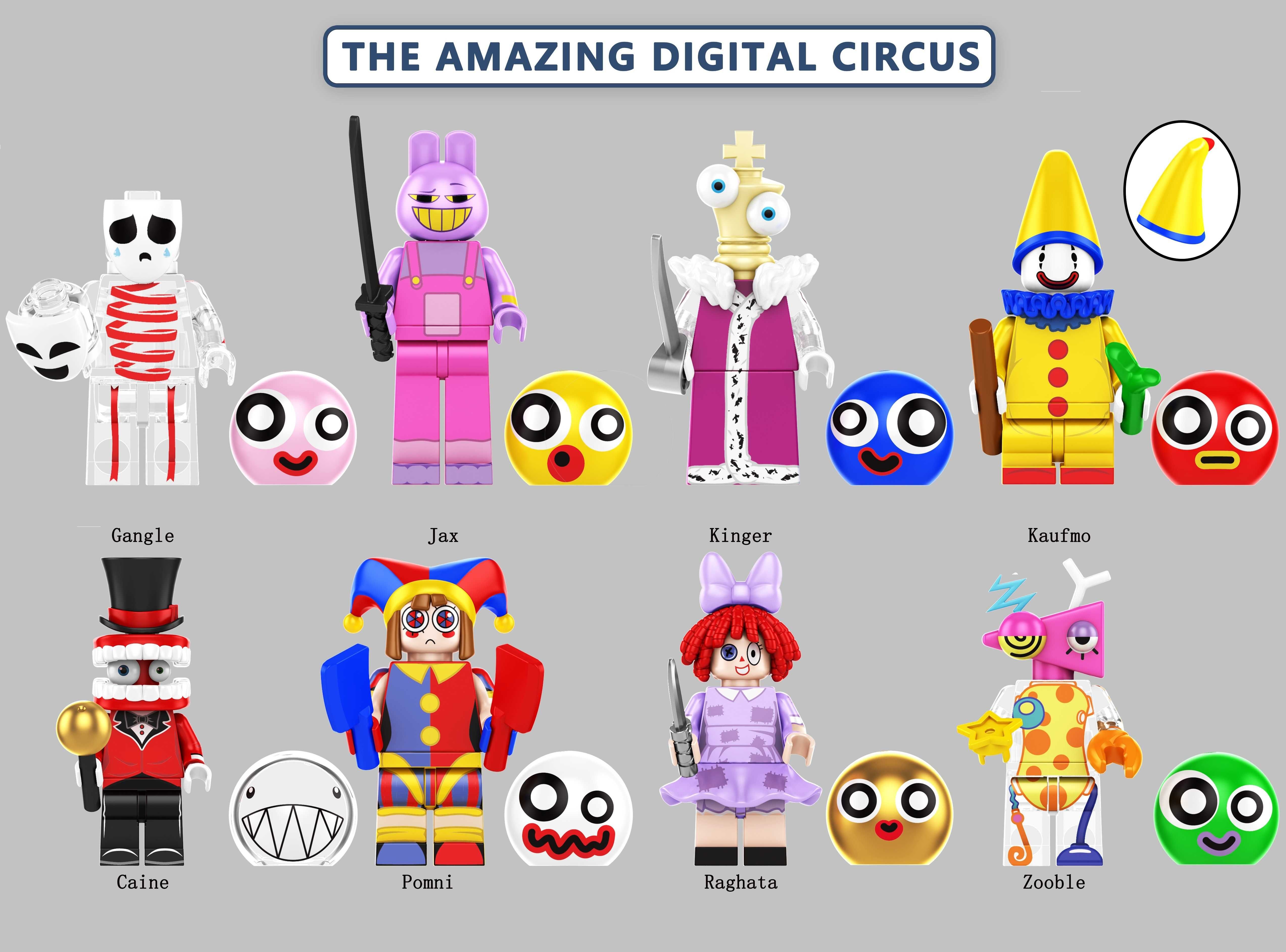 Bonecos minifiguras The Amazing Digital Circus nº1 (compatíveis Lego)