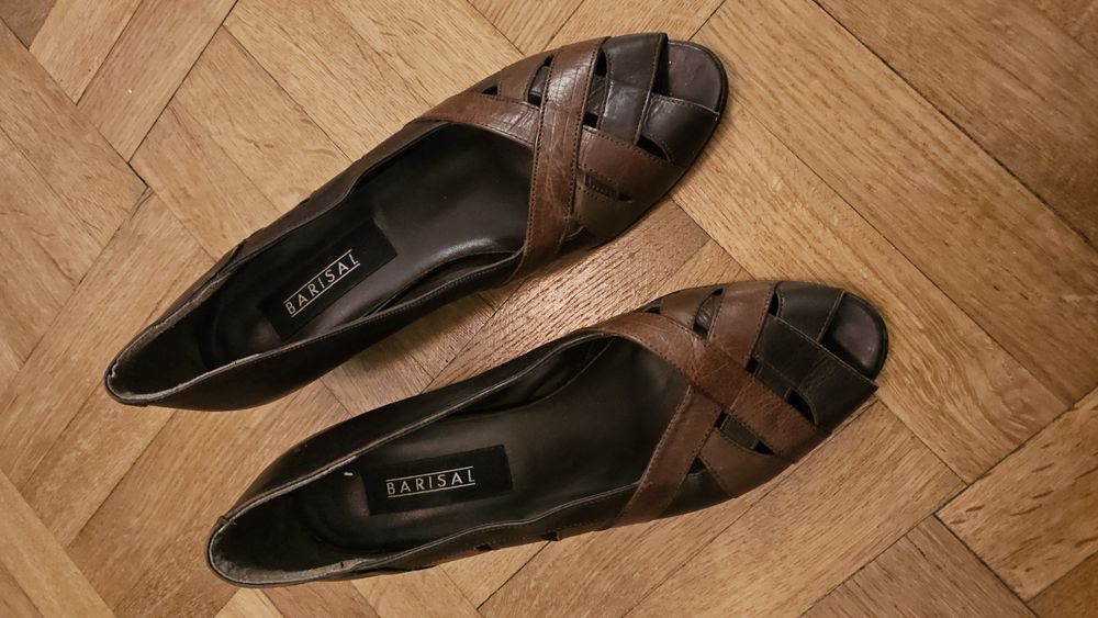 Buty skórzane czółenka vintage retro