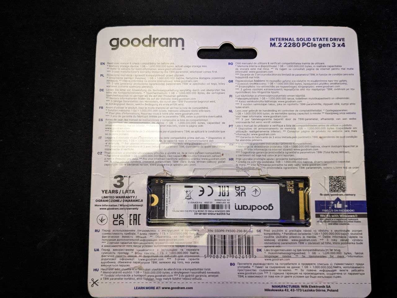 Накопичувач SSD M.2 2280 256GB PX500 Goodram