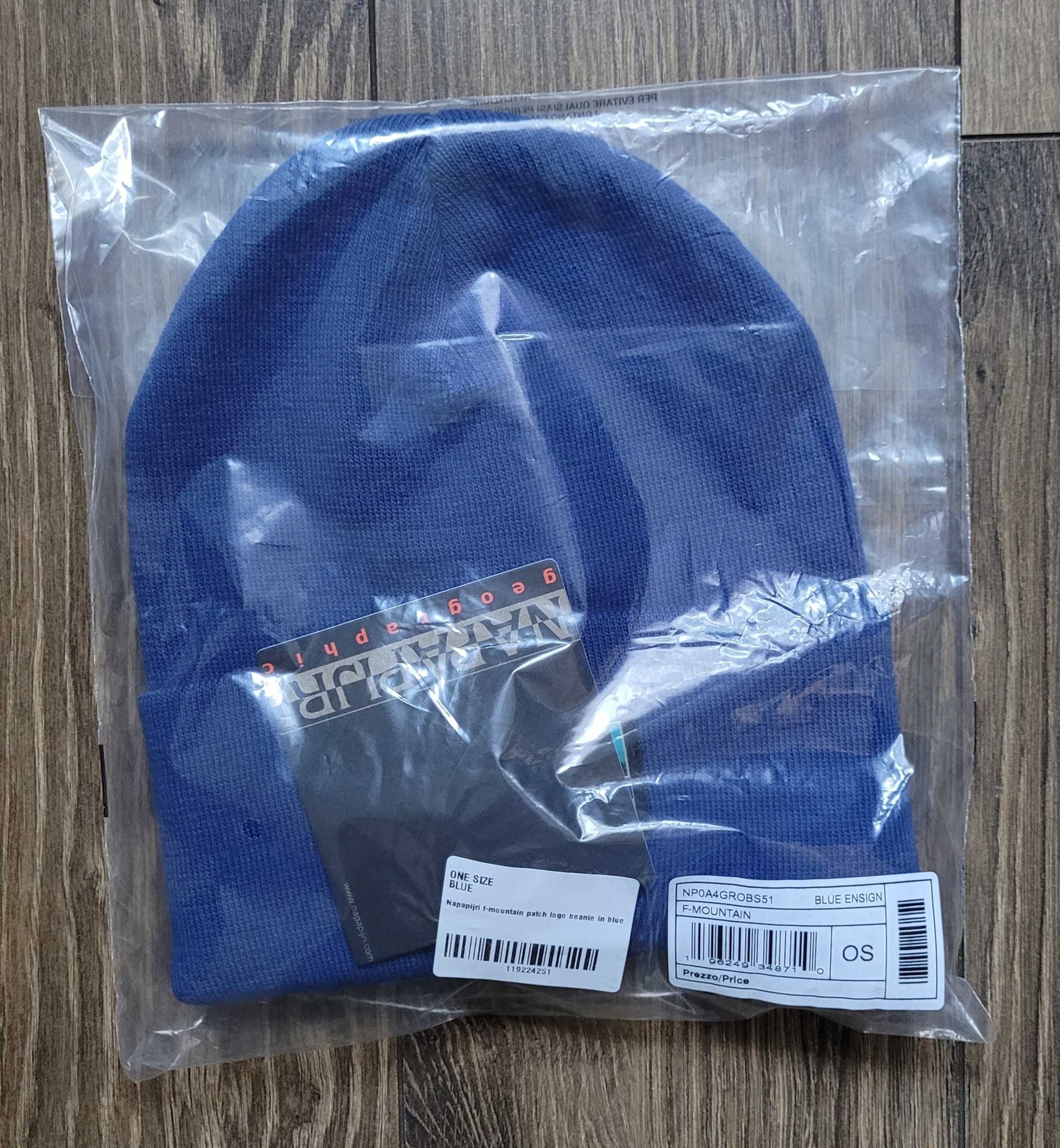 czapka beanie Napapijri F-mountain Niebieska Blue Ensign zimowa z logo