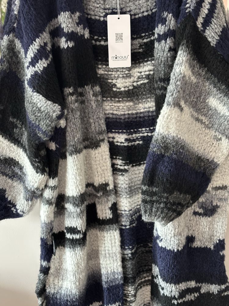 Minouu sweter kardigan long alpaka one size new %%%