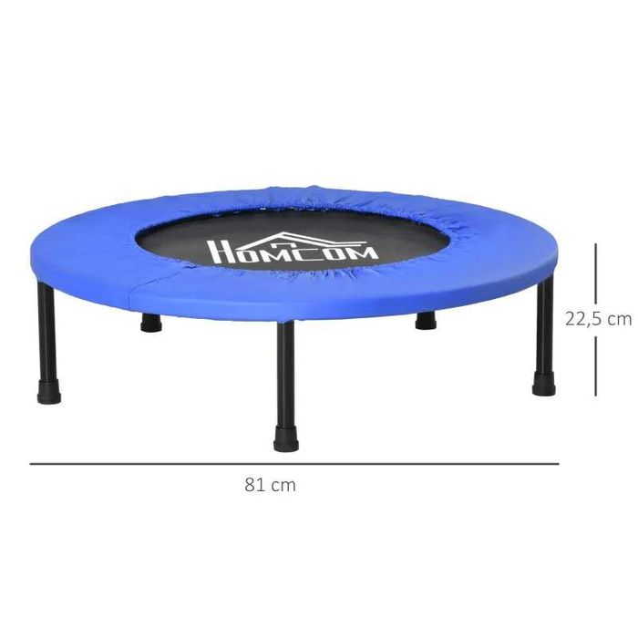 Trampolim de Aço com Borda Protetora - 81x81x22,5cm - Preto e Azul
