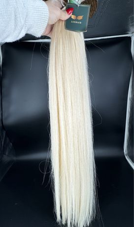 Wlosy jasny blond 80 cm grube 210 gram