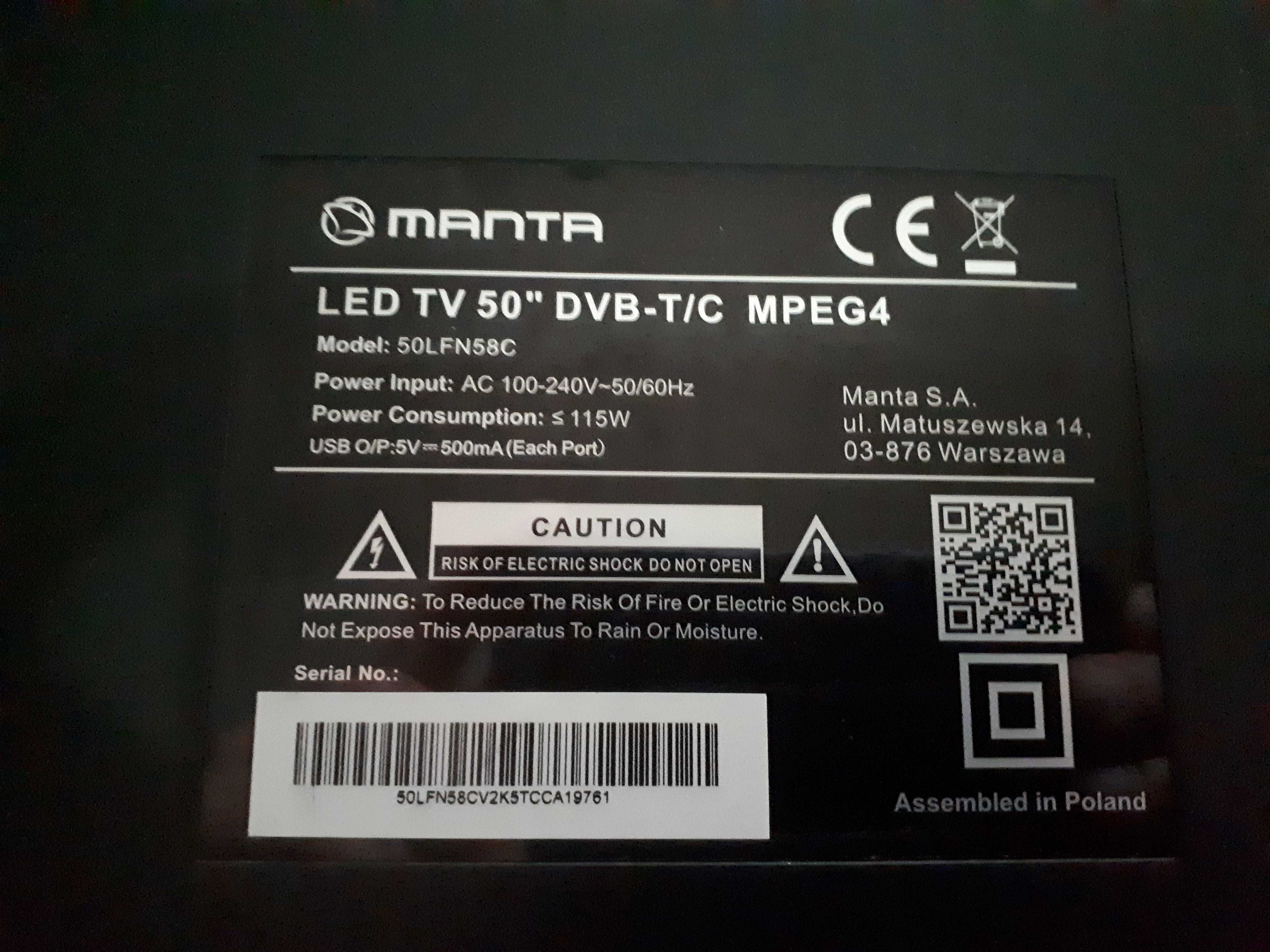 Telewizor MANTA Led 50 cali 50LFN58C