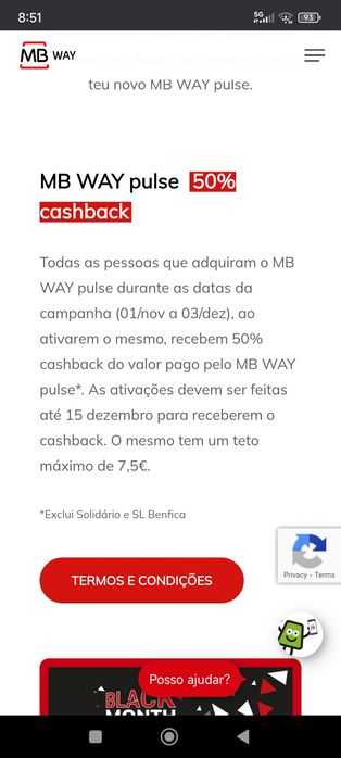 MBWAY Pulse Keychain preto + ofertas cashback