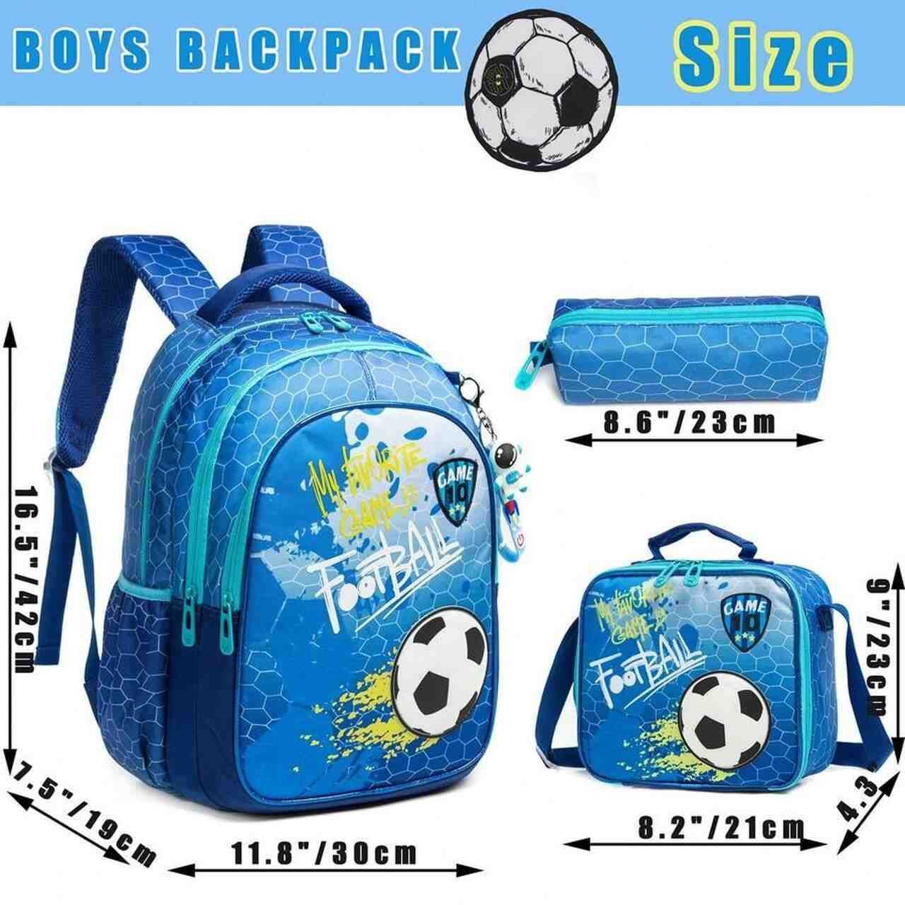 Pack Escolar futebol 3 peças Mochila Grande + Lancheira + porta lápis