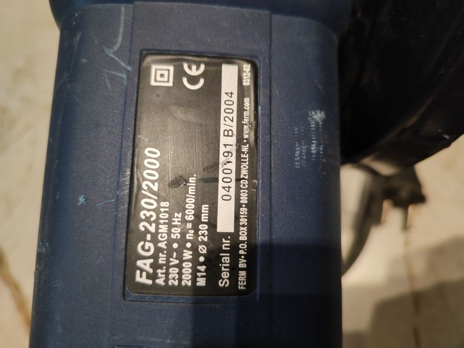 Szlifierka tarczowa niemiecka Ferm szlif 2000W tarcze 230