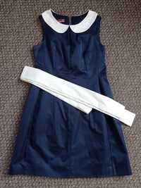 Granatowa sukienka z szarfa