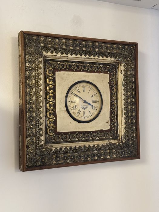 Zegar Indyjski drewniany ręcznie robiony kolonialny