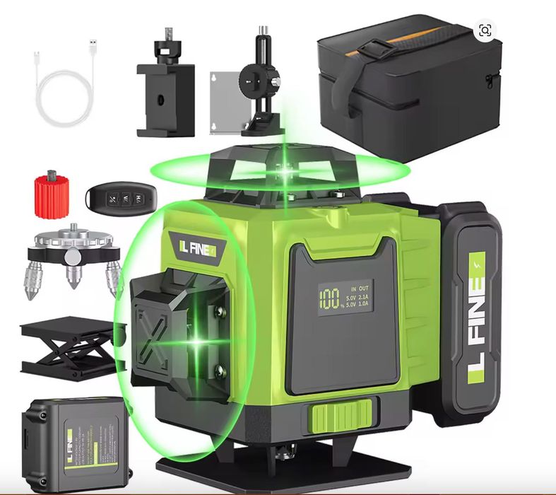 Nivel laser de 16 linhas com 2 baterias