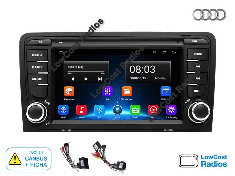 (NOVO) Rádio GPS AUDI A3 (2003 a 2012) ANDROID 14 • USB, DVD, BT, WIFI