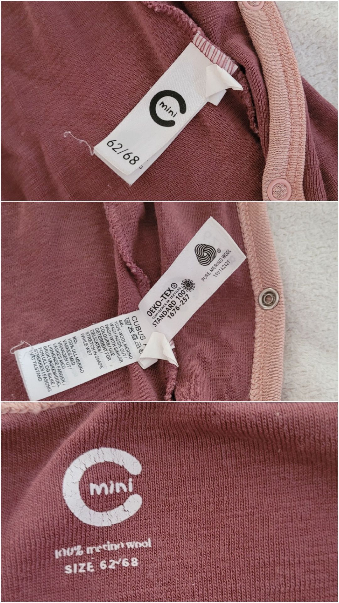Dwie piżamka merino Cubus 62/68