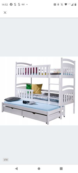 Łóżko piętrowe 3 osobowe z szufladami 180/80