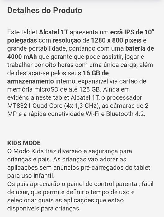 Tablet Alcatel 8082