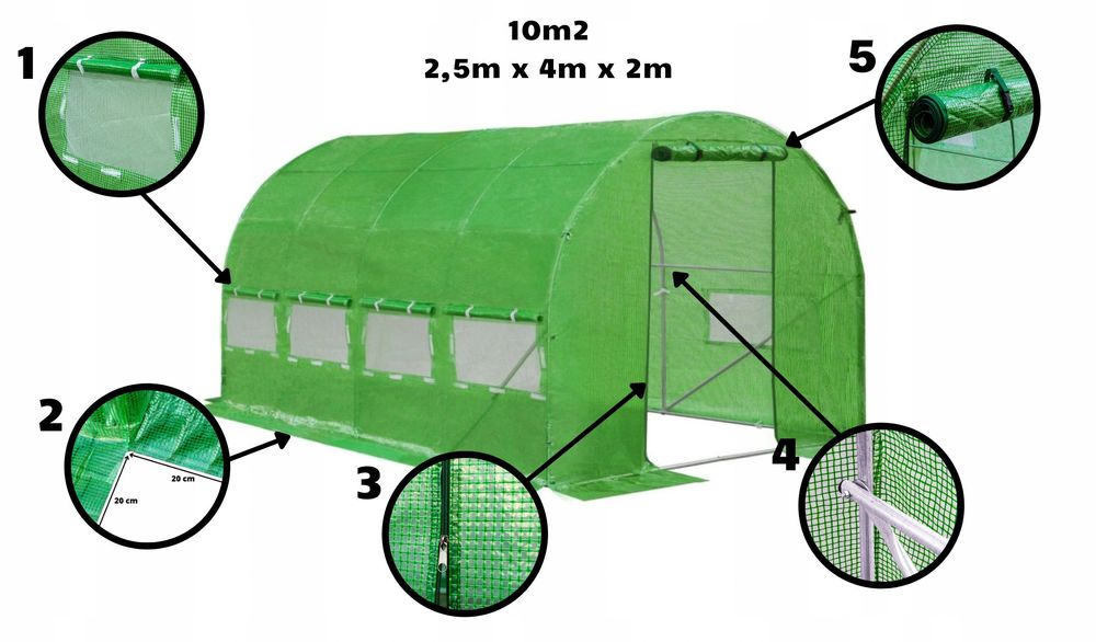 Tunel foliowy 10m2 ogrodowy UV-4 GRATIS!!!