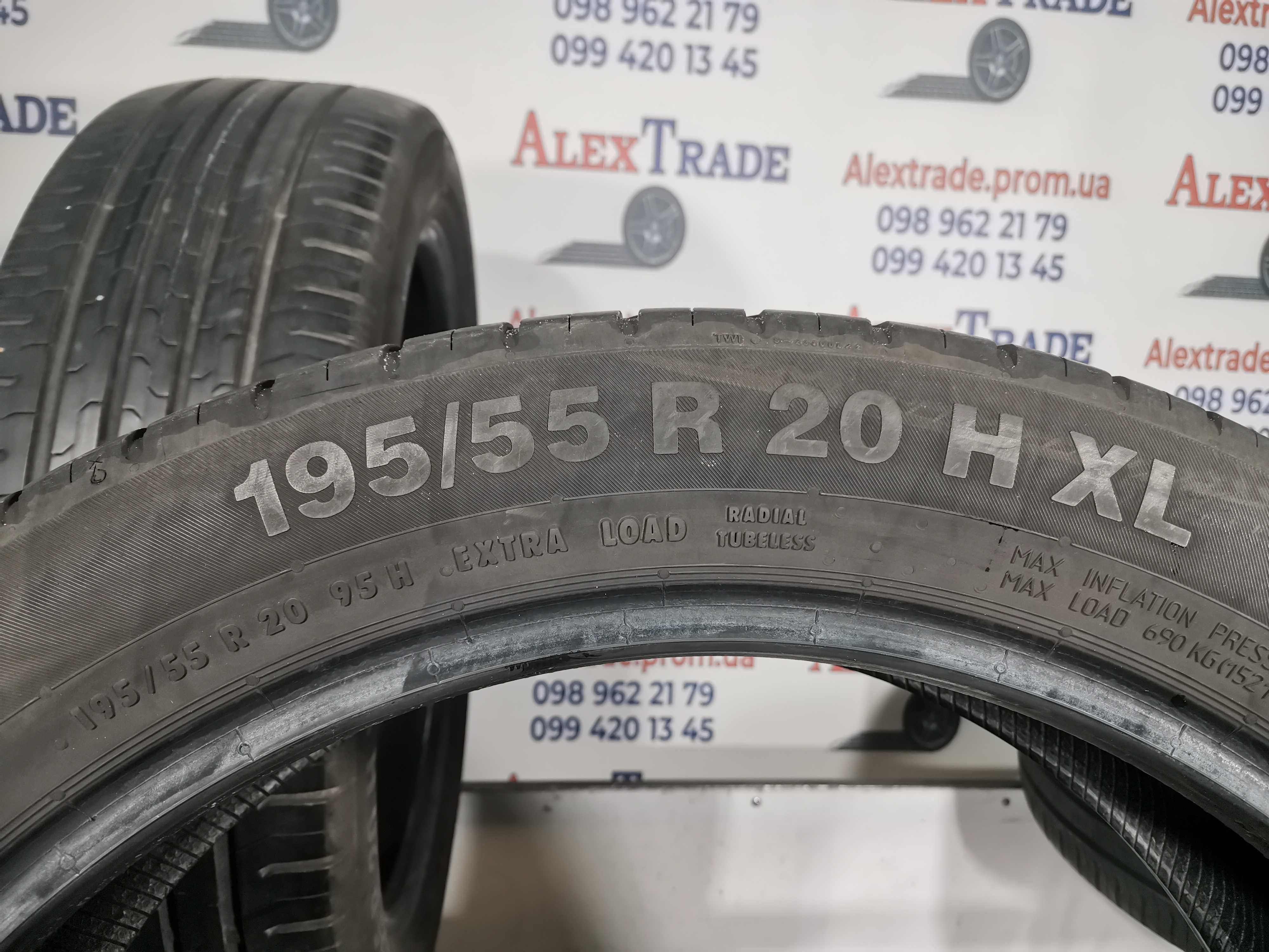 4 шт. 195/55 R20 Continental ContiEcoContact 5 XL літні шини б/у