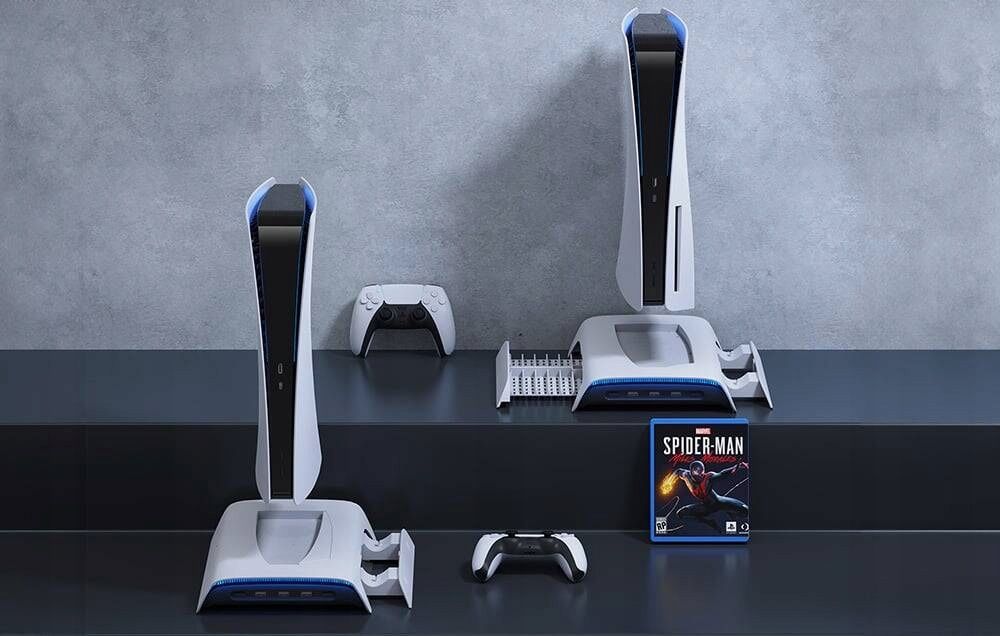 Podstawka Chłodząca Do PS5 Stacja Ładująca Pady Stojak Na Konsole RGB