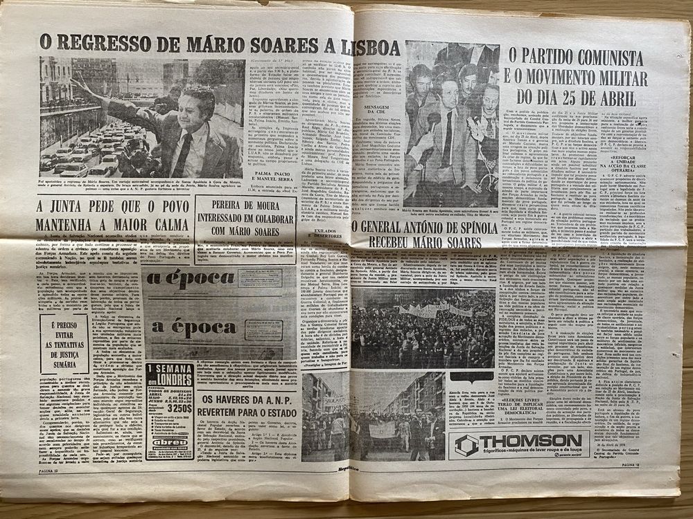 Jornal REPÚBLICA Dia 29 Abril 1974