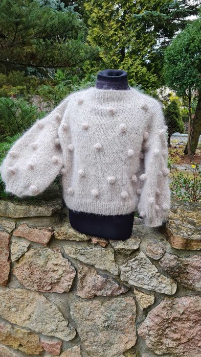 Sweter Popkorn 0/6 miesięcy beżowy alpaka/merynos
