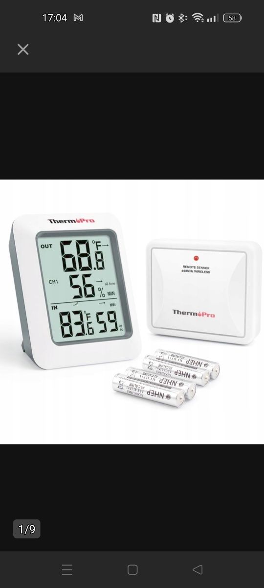 ThermoPro TP-60C, termometr z czujnikiem zewnętrznym, bezprzewodowy