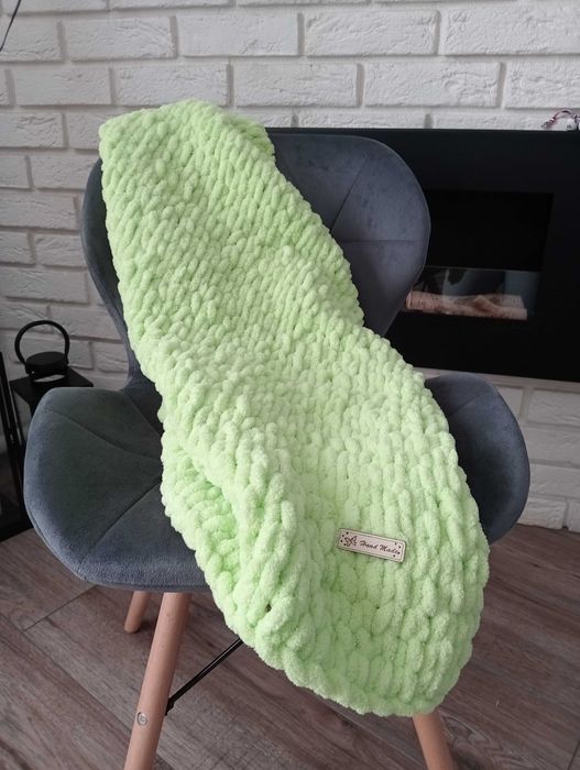 Kocyk dziecięcy ręcznie robiony seledynowy