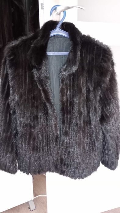 Naturalne futro z norek, norki kurtka czarne, S M L  czarne