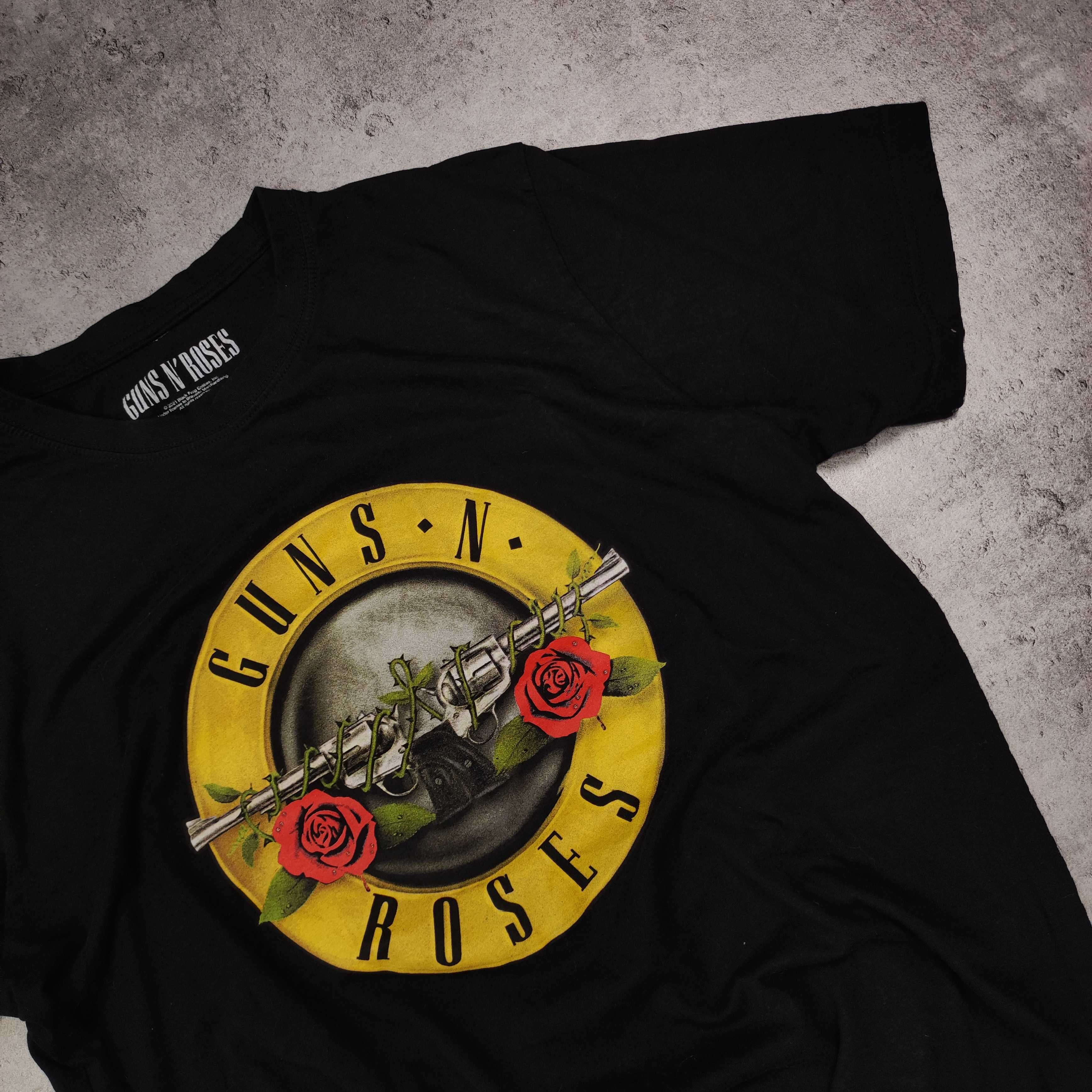 MĘSKA Oficjalna Koszulka Guns N Roses Duże Logo Czarna Rock Koncertowa