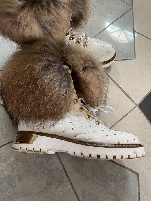 L estrosa skorzane botki ocieplane z futrem