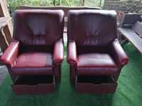 2 fotele vintage koloru bordowo-brązowego