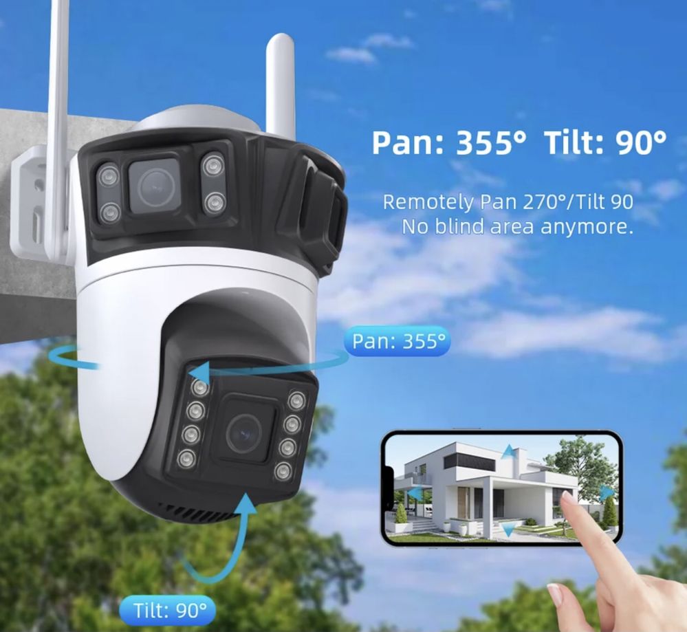 Камера Уличная WiFi IP ICSee камера 12MP 3 объектива Zoom видеокамера