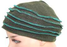 c7 M.A.B.P. Ciepły Damski Wełniany Zielony Beret Czapka One Size