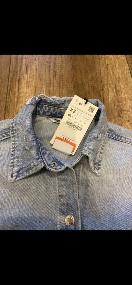 Крута джинсова рубушка куртка Zara xs/s