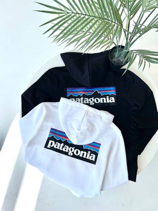 Худі Patagonia Big logo / чорна кофта патагонія чоловіче/ светр білий