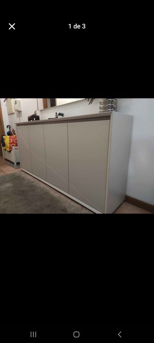 Aparador MDF lacado em côr taupê com espelho