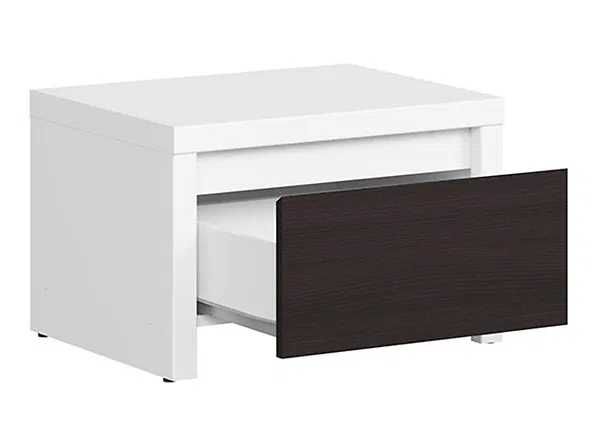 Nowa szafka nocna Kaspian – biała z frontem wenge (BRW) – cena promocy