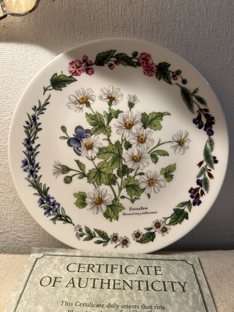 *KOMPLET 8 Elegancki ROYAL WORCESTER ZIOŁA MOTYL Vintage Kwiaty Talerz